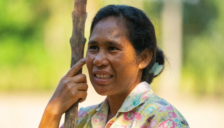 Mung bean farmer, Wendeilina in Malaka, Timor Island, Indonesia.